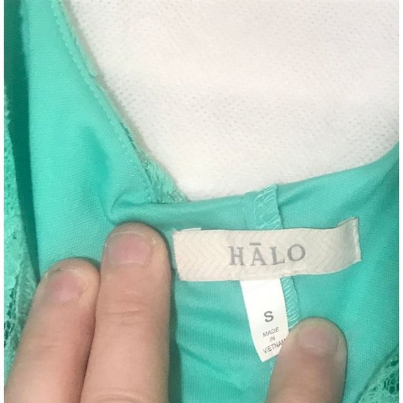 Halo Mint Green Lace Sleeveless Fit & Flare Hi Low Dress Womens Size Small - Picture 3 of 4